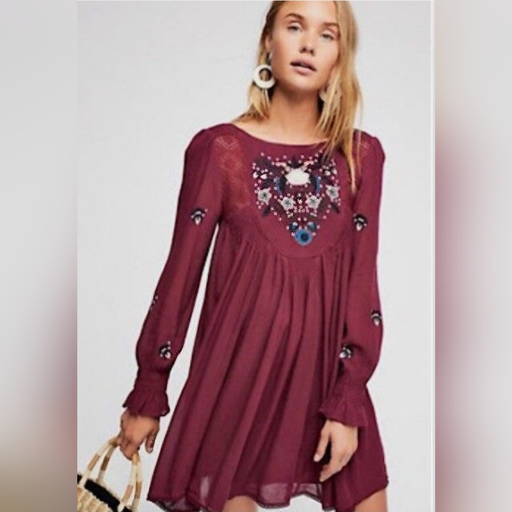Free People Mohave embroidered shift dress